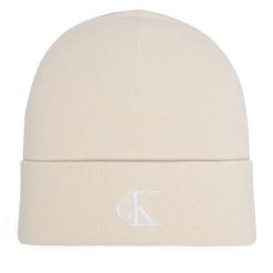 Czapka Calvin Klein. Białe czapki damskie Calvin Klein, na zimę, bez wzorów. Za 129.99 zł.