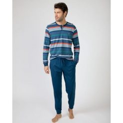 Piżama męska rozm. L P751305 Navy Blue. Niebieskie piżamy męskie Massana Homewear, l, bez wzorów, z bawełny, bez kołnierzyka, bez ramiączek, długie. Za 310.00 zł.