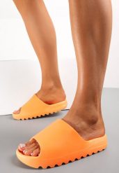 Pomarańczowe Klapki z Pianki z Odkrytym Noskiem Birea. Brązowe klapki damskie Renee, bez wzorów, klasyczne, bez obcasa, bez zapięcia. Za 29.99 zł.