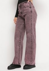 Fioletowe Szerokie Jeansy Regular z Efektem Sprania Meluxe. Fioletowe jeansy damskie Born2be, bez wzorów, z jeansu. Za 129.99 zł.
