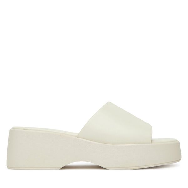 Klapki DeeZee. Białe klapki damskie DeeZee, bez wzorów, bez obcasa, bez zapięcia. Za 119.99 zł.