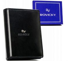 Portfel skórzany Rovicky RV-7680272-BCA czarny. Czarne portfele męskie ROVICKY, bez wzorów, ze skóry. Za 70.00 zł.