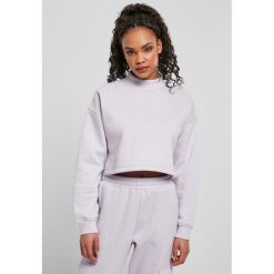 Bluza damska Urban Classics cropped oversized high neck crew. Fioletowe bluzy damskie Urban Classics, bez wzorów, bez ramiączek, bez kaptura. Za 183.50 zł.