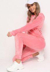 Różowy Komplet Dresowy z Bawełną Bluza z Kapturem i Kieszenią Spodnie z Gumką w Talii Quesaria. Czerwone bluzy damskie Born2be, l, bez wzorów, z bawełny, bez ramiączek, z kapturem. Za 89.99 zł.