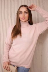 Sweter z wywijanym golfem pudrowy róż. Czerwone swetry nierozpinane damskie KESI, l, bez wzorów, z wełny, bez kołnierzyka, plus size, bez ramiączek. Za 139.05 zł.