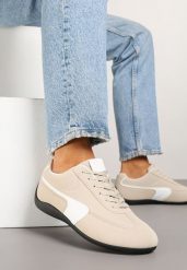 Beżowe Sneakersy Typu Klasyczne Tenisówki Zelritia. Brązowe trampki i tenisówki damskie Renee, z aplikacjami, z jeansu, bez zapięcia. Za 74.99 zł.