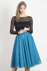 Niebieska Zwiewna Tiulowa Spódnica do Kolan. Niebieskie spódnice damskie Wow Point, s, bez wzorów, z materiału, midi. Za 249.90 zł.
