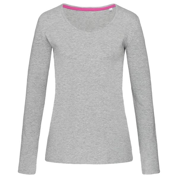 Damska Koszulka Z Długim Rękawem Z Wrzosowego Streczu. Szare bluzki damskie Stedman, bez wzorów, casualowe, bez kołnierzyka, bez ramiączek. Za 97.99 zł.