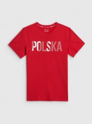 4F Koszulka kibica męska - czerwona XL. Czerwone t-shirty męskie 4F, m, bez wzorów, z bawełny, bez kołnierzyka, bez ramiączek. Za 69.99 zł.