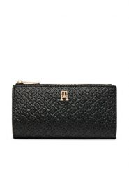 Tommy Hilfiger Portfel Th Icon Long Bifold Mono AW0AW18989 Czarny. Czarne portfele damskie Tommy Hilfiger, ze skóry. Za 289.99 zł.