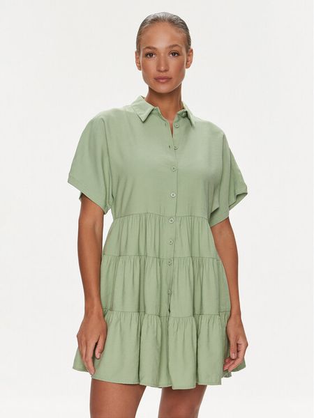 Silvian Heach Sukienka koszulowa GPP23328VE Zielony Regular Fit. Zielone sukienki damskie Silvian Heach, bez wzorów, z wiskozy, bez kołnierzyka, bez ramiączek, koszulowe. Za 399.99 zł.