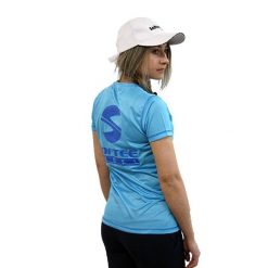 Softee Padel Zero koszulka damska niebieska celeste. Niebieskie bluzki damskie Softee, bez wzorów, sportowe, bez kołnierzyka, bez ramiączek. Za 147.99 zł.