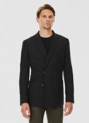 PAKO LORENTE – Czarna dwurzędowa marynarka męska. Czarne garnitury męskie Pako Lorente, m, bez wzorów, z elastanu, casualowe. Za 549.99 zł.
