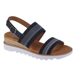 Sandały damskie, Desert Kiss Hi - Tea Time. Niebieskie sandały damskie Skechers, bez wzorów, bez obcasa, bez zapięcia. Za 259.99 zł.