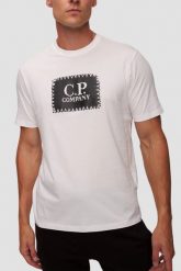 C.P. COMPANY Biały męski t-shirt. Białe t-shirty męskie C.P. Company, l, bez wzorów, bez kołnierzyka, bez ramiączek. W wyprzedaży za 299.99 zł.