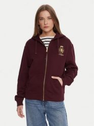 Tommy Hilfiger Bluza WW0WW46126 Bordowy Regular Fit. Czerwone bluzy damskie Tommy Hilfiger, l, bez wzorów, z bawełny, bez ramiączek, bez kaptura. Za 499.99 zł.