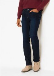 Dżinsy regular fit z wielokierunkową elastycznością, ze ściągaczem w pasie, prosty krój. Niebieskie jeansy męskie bonprix, z jeansu. Za 149.99 zł.