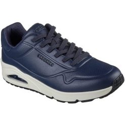 Buty sportowe męskie Skechers Uno Tailored Air. Niebieskie buty sportowe męskie Skechers, bez wzorów, ze skóry ekologicznej, bez zapięcia. Za 590.00 zł.