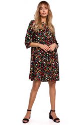 Letnia Sukienka w Drobne Kwiatki - Model 6. Brązowe sukienki damskie MOE, na lato, l, bez wzorów, z materiału, wizytowe, bez kołnierzyka, bez ramiączek. Za 239.90 zł.