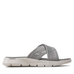 Klapki Skechers. Szare klapki damskie Skechers, bez wzorów, bez obcasa, bez zapięcia. Za 229.99 zł.