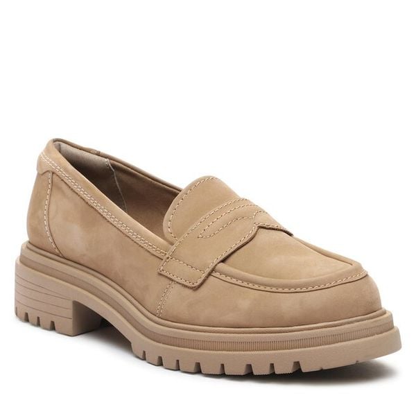Półbuty Tamaris. Brązowe półbuty damskie Tamaris, bez wzorów, bez obcasa, na płaskiej podeszwie, bez zapięcia. Za 319.99 zł.