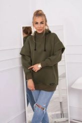 Bluza ocieplana z półgolfem khaki. Brązowe bluzy damskie KESI, l, bez wzorów, z bawełny, bez ramiączek, bez kaptura. Za 238.37 zł.