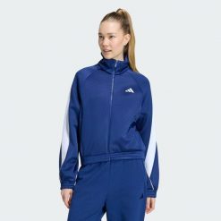 Bluza Stadium. Niebieskie bluzy damskie Adidas, xs, bez wzorów, z bawełny, sportowe, bez ramiączek, bez kaptura. Za 329.00 zł.