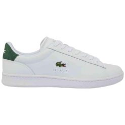 Sneakersy męskie Lacoste Carnaby Set buty sportowe tenisówki trampki czarne. Białe trampki męskie Lacoste, bez wzorów, z materiału, sportowe, bez zapięcia. Za 419.00 zł.