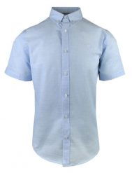 Weekendowa Koszula Męska, Krótki Rękaw - Pako Jeans - Błękit. Niebieskie koszule męskie Pako Jeans, m, bez wzorów, z bawełny, casualowe, bez kołnierzyka, bez ramiączek. Za 159.00 zł.