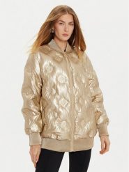 Guess Kurtka z imitacji skóry Marianne W4BL60 WGB20 Złoty Regular Fit. Żółte kurtki damskie Guess, xs, z aplikacjami, ze skóry, bez kaptura. Za 712.00 zł.