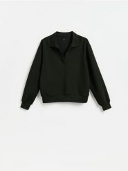 Bluza z dodatkiem modalu - morski. Zielone bluzy damskie Reserved, l, bez wzorów, z dzianiny, bez ramiączek, bez kaptura. Za 109.99 zł.