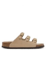 Birkenstock Klapki Florida Fresh 1029480 Beżowy. Brązowe klapki damskie Birkenstock, bez wzorów, z nubiku, bez obcasa, bez zapięcia. Za 459.99 zł.