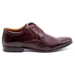 Olivier Buty wizytowe 482 bordowe czerwone. Czerwone buty wizytowe męskie bez wzorów, z jeansu, bez obcasa, bez zapięcia. Za 367.89 zł.