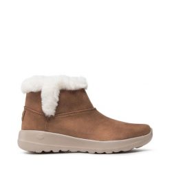 Botki Skechers. Brązowe botki damskie Skechers, bez wzorów, bez obcasa, na płaskiej podeszwie, bez zapięcia. Za 329.99 zł.