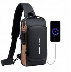 Torba Saszetka Nerka Męska Plecak Na Ramię Antykradzieżowy Usb Ładowanie Brązowa. Brązowe plecaki męskie naszswiat, bez wzorów. Za 91.51 zł.