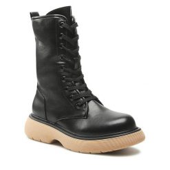 Trzewiki Jenny Fairy. Czarne botki damskie Jenny Fairy, bez wzorów, bez obcasa, na płaskiej podeszwie, bez zapięcia. Za 199.99 zł.