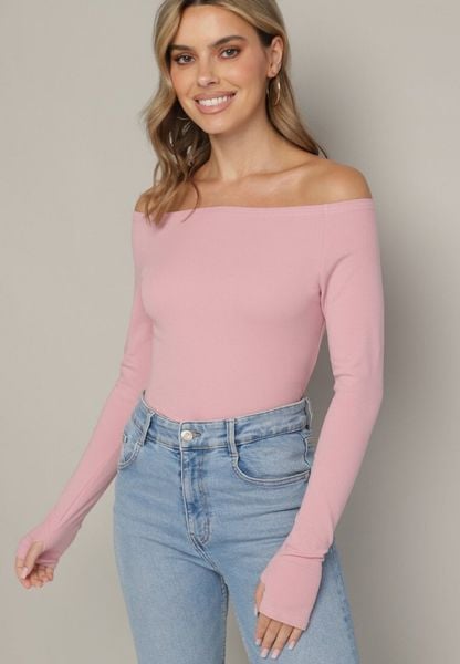 Różowa Bawełniana Bluzka z Otworem na Kciuk Terwiwi. Czerwone bluzki damskie Born2be, m, bez wzorów, z bawełny, bez kołnierzyka, bez ramiączek. Za 59.99 zł.