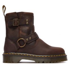 Botki Dr. Martens. Brązowe botki damskie Dr. Martens, bez wzorów, bez obcasa, na płaskiej podeszwie, bez zapięcia. Za 1,039.00 zł.