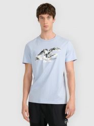 4F T-shirt regular z nadrukiem męski - niebieska XXL. Niebieskie t-shirty męskie 4F, m, bez wzorów, z bawełny, bez kołnierzyka, bez ramiączek. Za 59.99 zł.