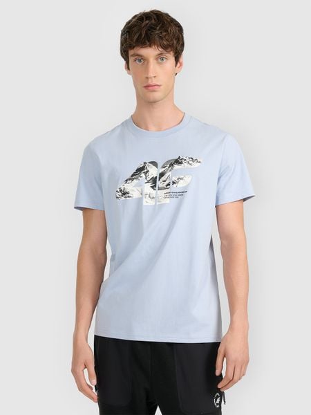 4F T-shirt regular z nadrukiem męski - niebieska XXL. Niebieskie t-shirty męskie 4F, m, bez wzorów, z bawełny, bez kołnierzyka, bez ramiączek. Za 59.99 zł.