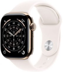 Smartwatch Apple Watch 11 GPS + Cellular 46mm Gold Titanium Sport Band M/L Różowy (MFD64MP/A). Czerwone zegarki smartwatch Apple, bez wzorów. Za 4,012.99 zł.