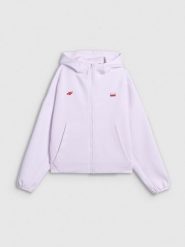 4F Bluza dresowa regular z kapturem damska - biała XS. Białe bluzy damskie 4F, xs, bez wzorów, z dresówki, sportowe, bez ramiączek, z kapturem. Za 199.99 zł.