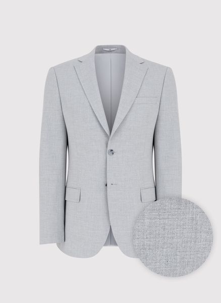 PAKO LORENTE - Jasnoszara marynarka garniturowa. Garnitury męskie Pako Lorente, m, bez wzorów, z elastanu, młodzieżowe, bez kołnierzyka, bez ramiączek. Za 999.99 zł.