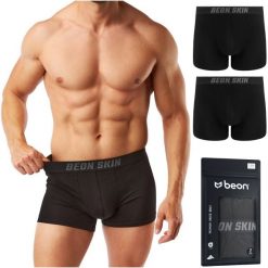 Bokserki męskie Beon MB-G10 Coal Black 2x XL. Czarne bokserki męskie Beon, bez wzorów. Za 56.90 zł.