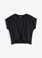 Krótki T-shirt z czystej bawełny organicznej. Brązowe t-shirty damskie bonprix, bez wzorów, z bawełny, bez kołnierzyka, bez ramiączek. Za 59.99 zł.