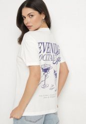 Jasnobeżowy Bawełniany T-shirt z Ozdobnym Nadrukiem Addlessa. Brązowe t-shirty damskie Born2be, m, bez wzorów, z bawełny, klasyczne, bez kołnierzyka, bez ramiączek. Za 54.99 zł.