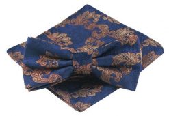 Mucha Męska z Poszetką - Alties - Ciemnoniebieska, Motyw Kwiatowy. Niebieskie krawaty i muchy Alties, bez wzorów, eleganckie. Za 54.00 zł.