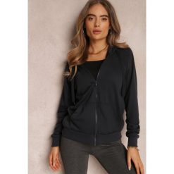 Granatowa Bluza Rhodothee. Niebieskie bluzy damskie Renee, na jesień, l, bez wzorów, z dzianiny, sportowe, bez ramiączek, bez kaptura. Za 44.99 zł.
