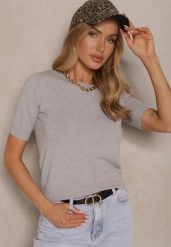 Szara Casualowa Bluzka z Wiskozą i Bawełną Merillora. Szare bluzki damskie Renee, m, bez wzorów, z bawełny, biznesowe, bez kołnierzyka, bez ramiączek. Za 44.99 zł.