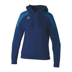 Bluza damska z kapturem Erima Evo Star. Niebieskie bluzy damskie Erima, na zimę, bez wzorów, z materiału, retro, bez ramiączek, z kapturem. Za 248.00 zł.
